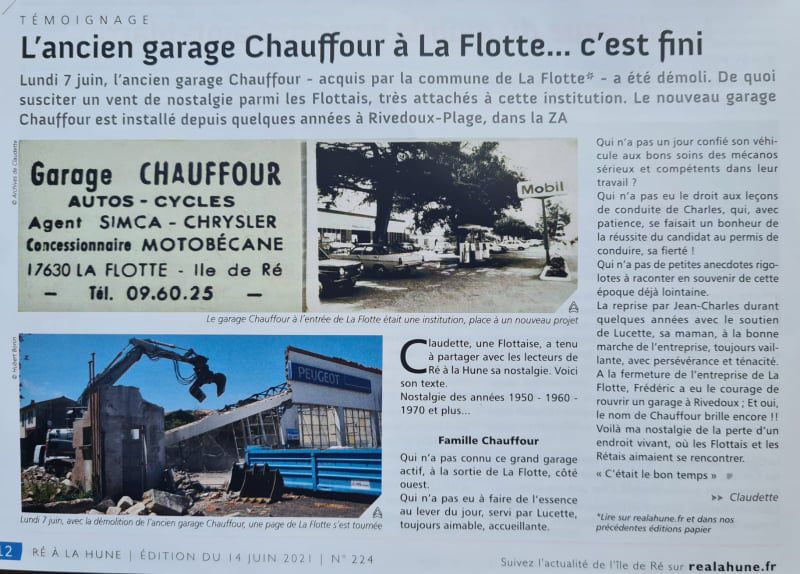 GARAGE CHAUFFOUR - PRESSE - DESTRUCTION DU 1ER GARAGE